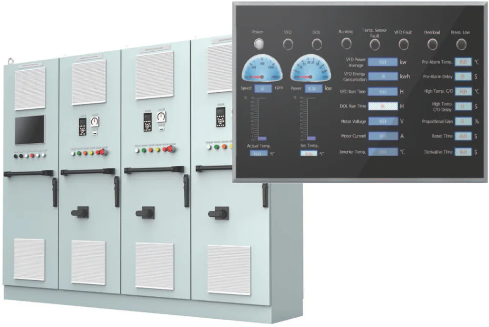 Marine VFD cabinets with the pump and fan control display