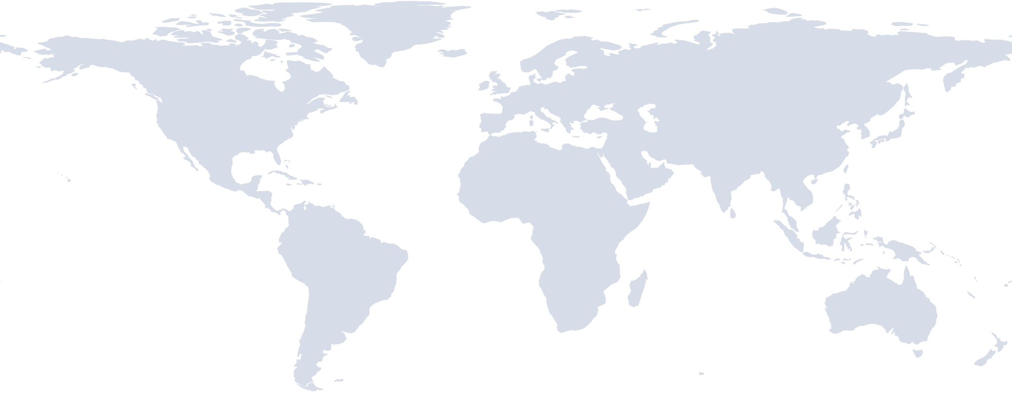 World map with ZEME service locations in Europe, Asia and the Americas
